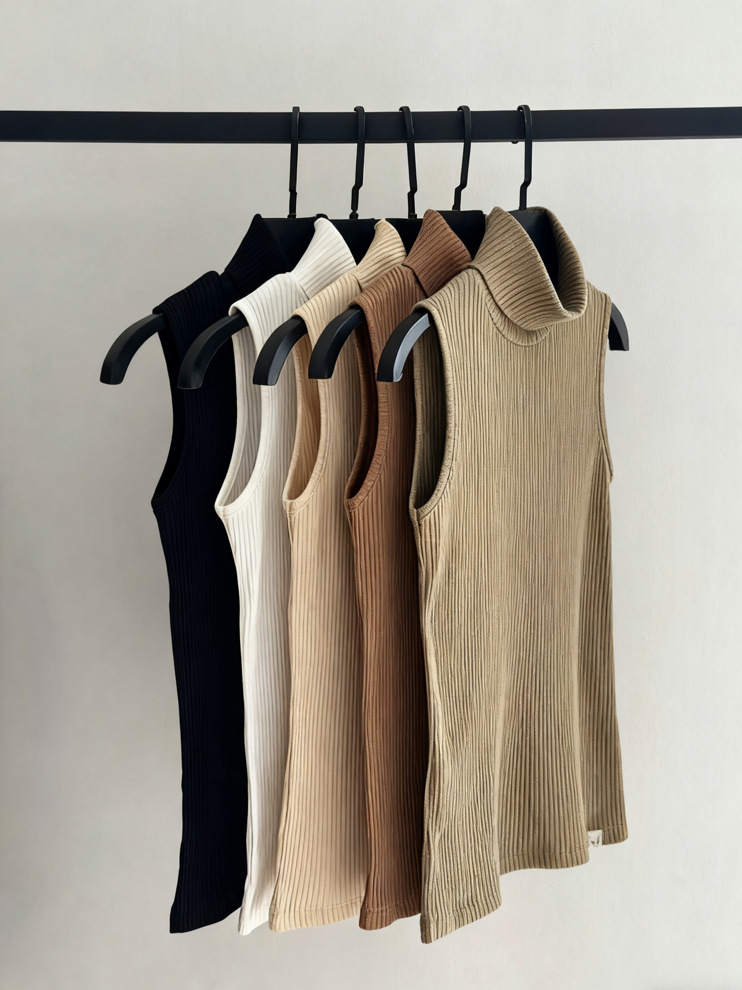 Versatile Ribbed Sleeveless Turtlenecks