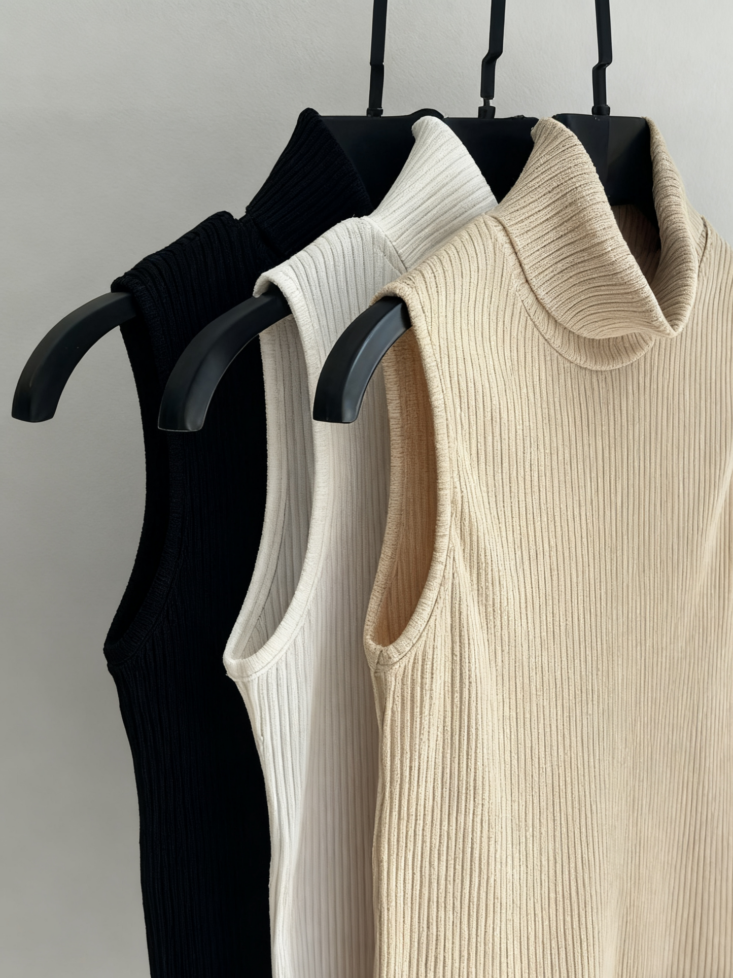 Versatile Ribbed Sleeveless Turtlenecks