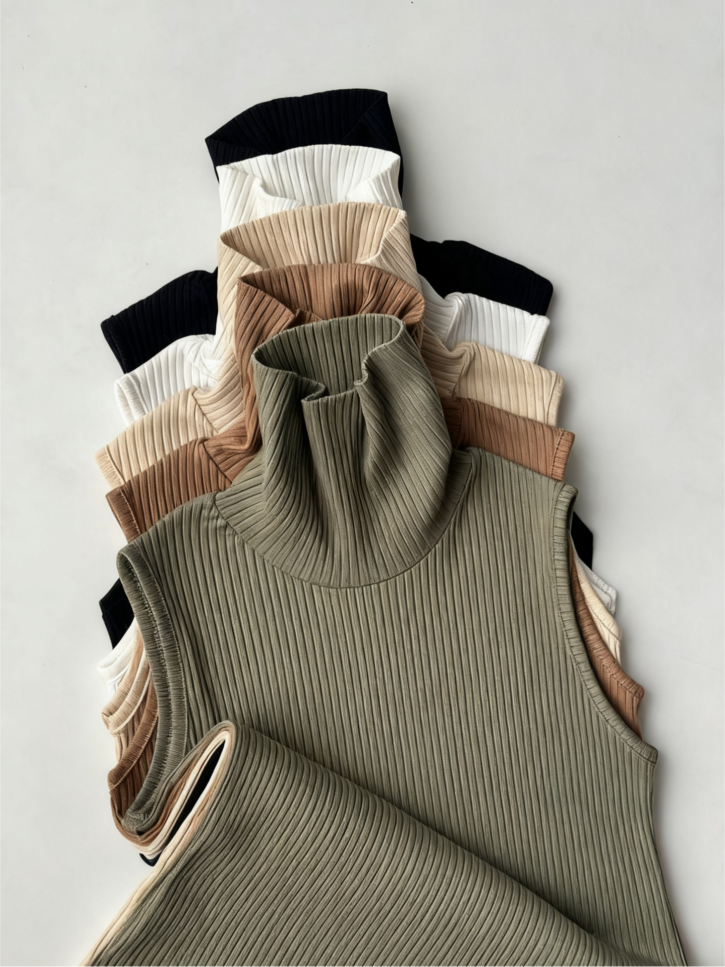 Versatile Ribbed Sleeveless Turtlenecks