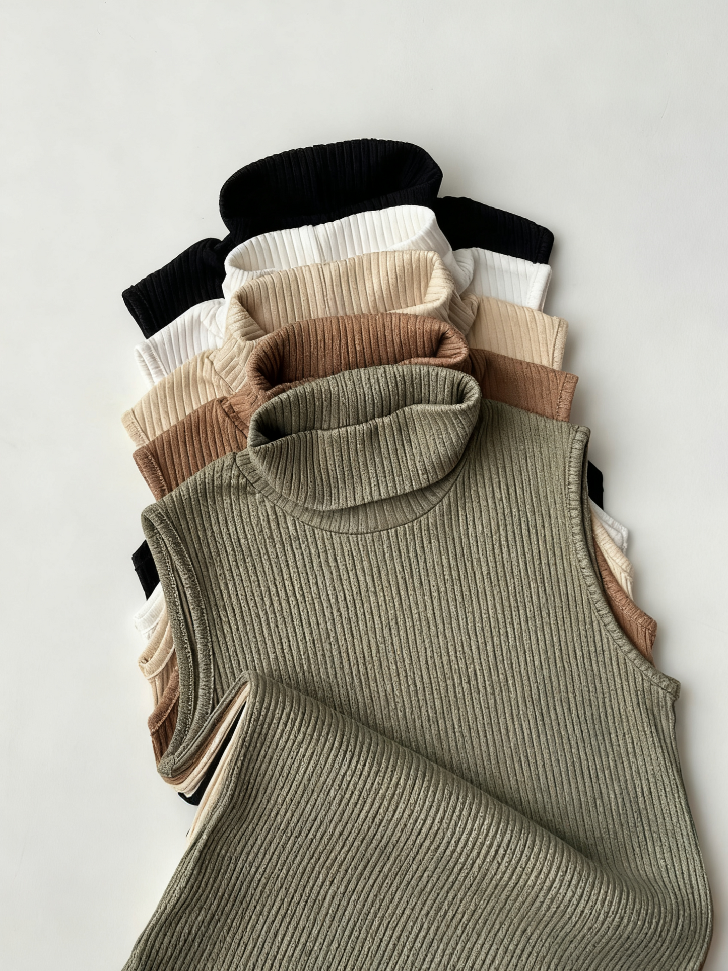 Versatile Ribbed Sleeveless Turtlenecks