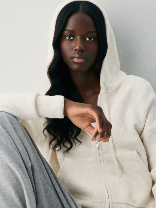 Comfortable Cream - colored Hoodie