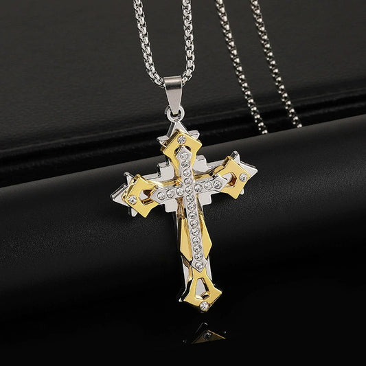 Baroque-Style Cross Pendant Necklace