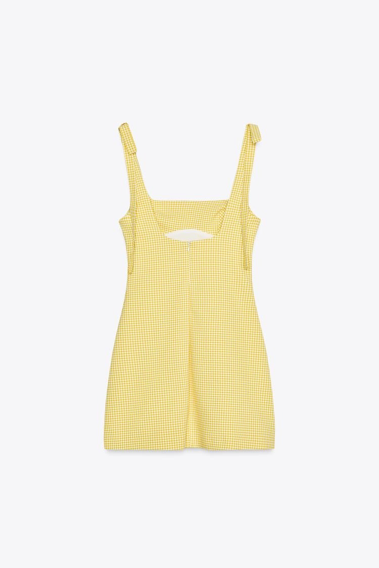 Charming Yellow Checkered Strappy Sundress