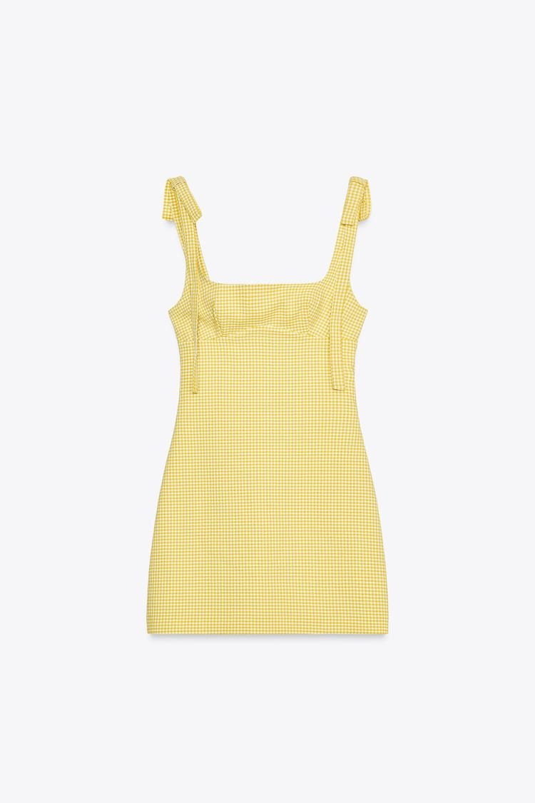 Charming Yellow Checkered Strappy Sundress
