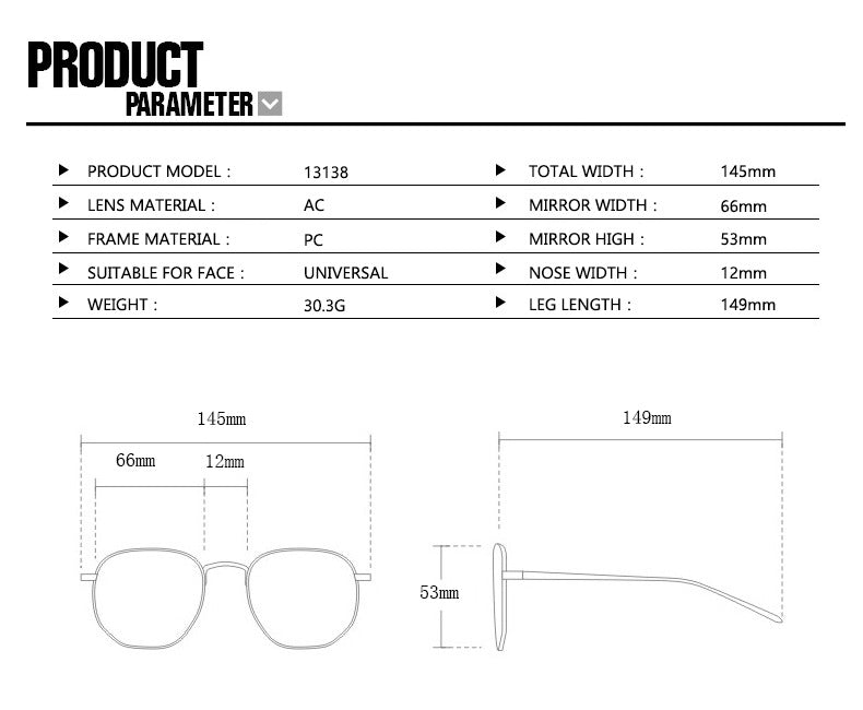 Single Beam Aviator Sunglasses