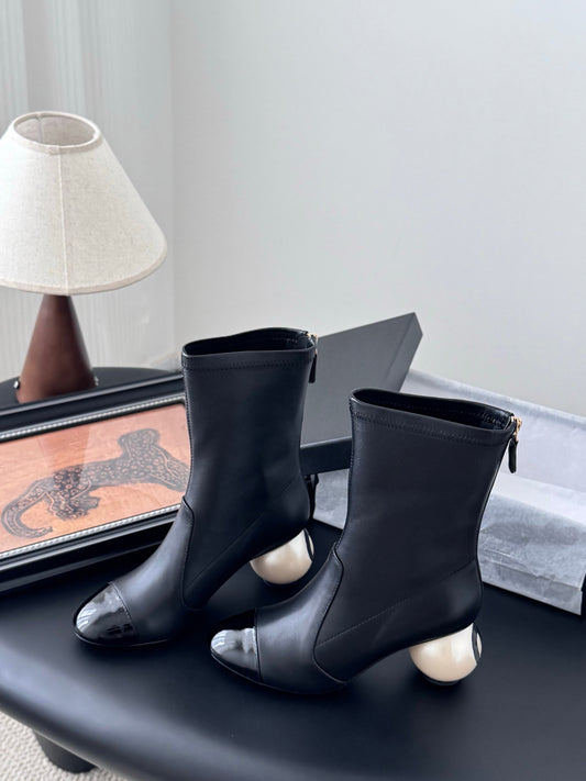 Stylish Ankle Boots with Unique Ball - Heel Design