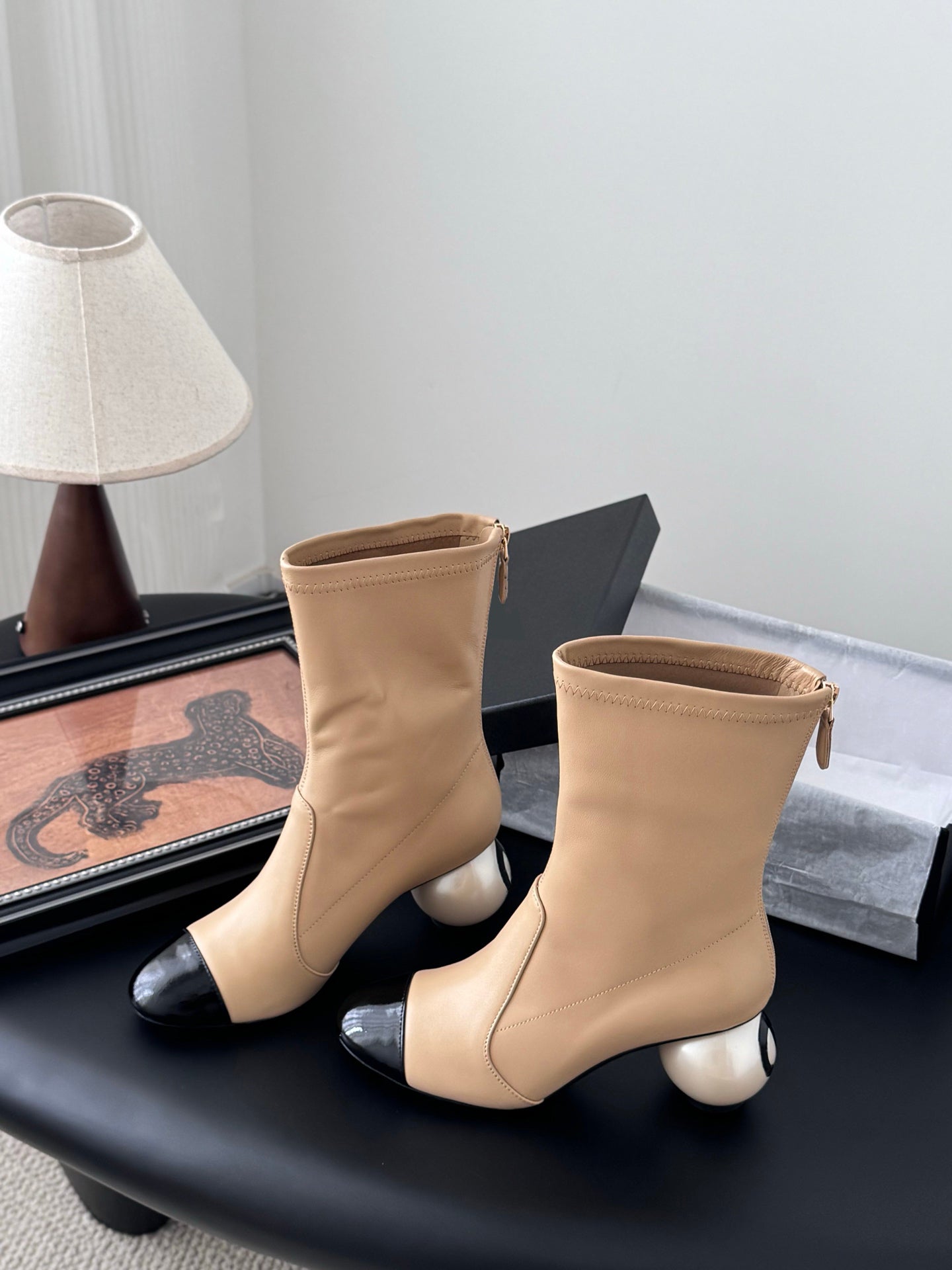 Stylish Ankle Boots with Unique Ball - Heel Design