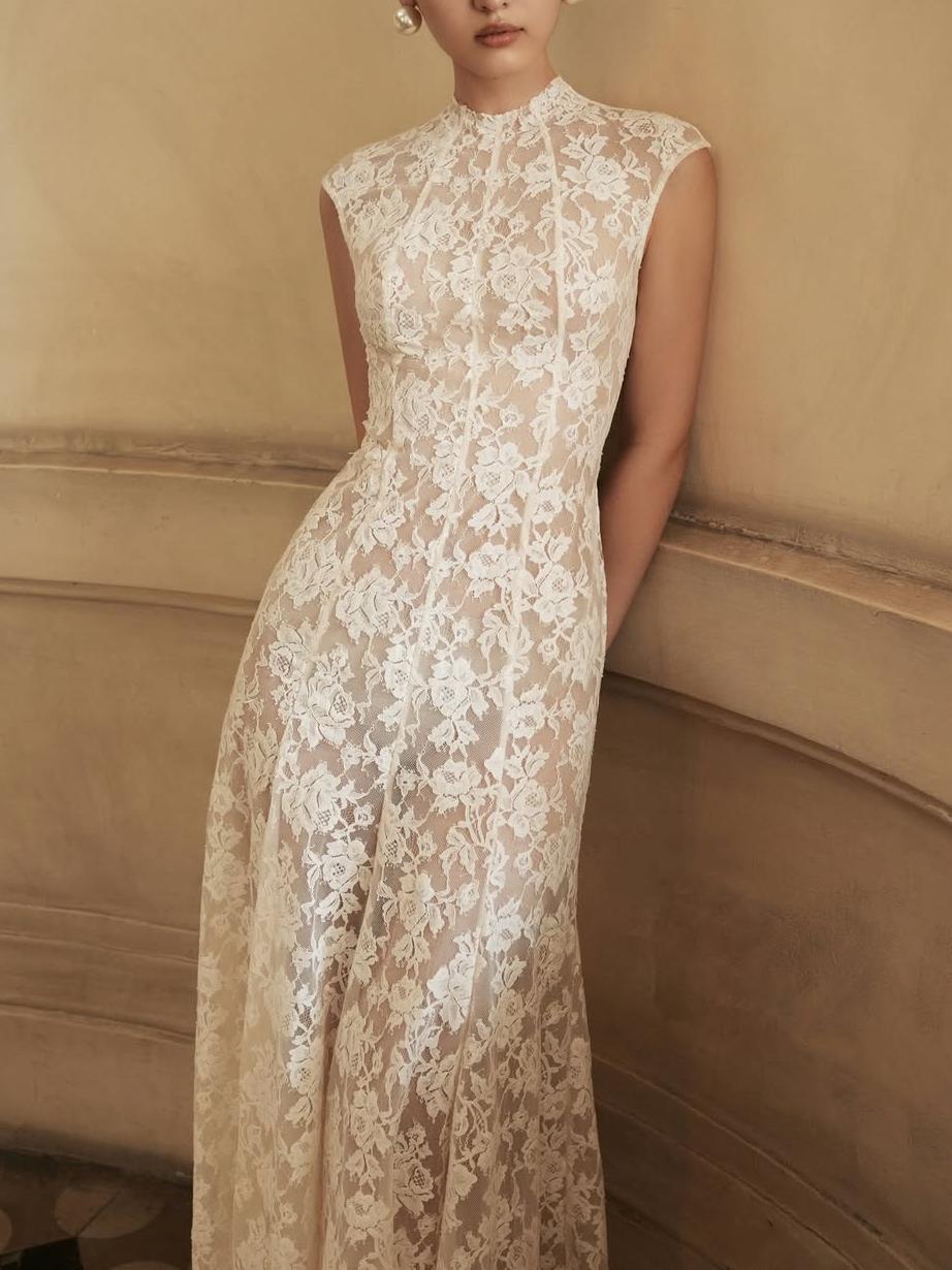 Elegant White Lace Maxi Dress