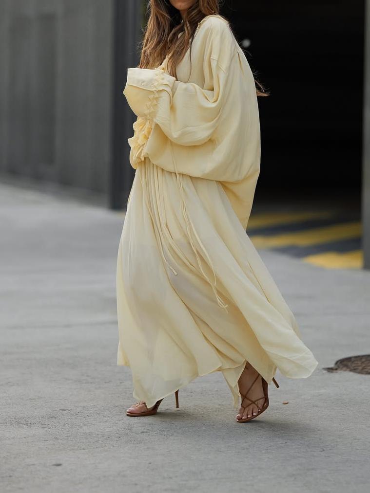 Elegant Light - Yellow Flowy Skirt