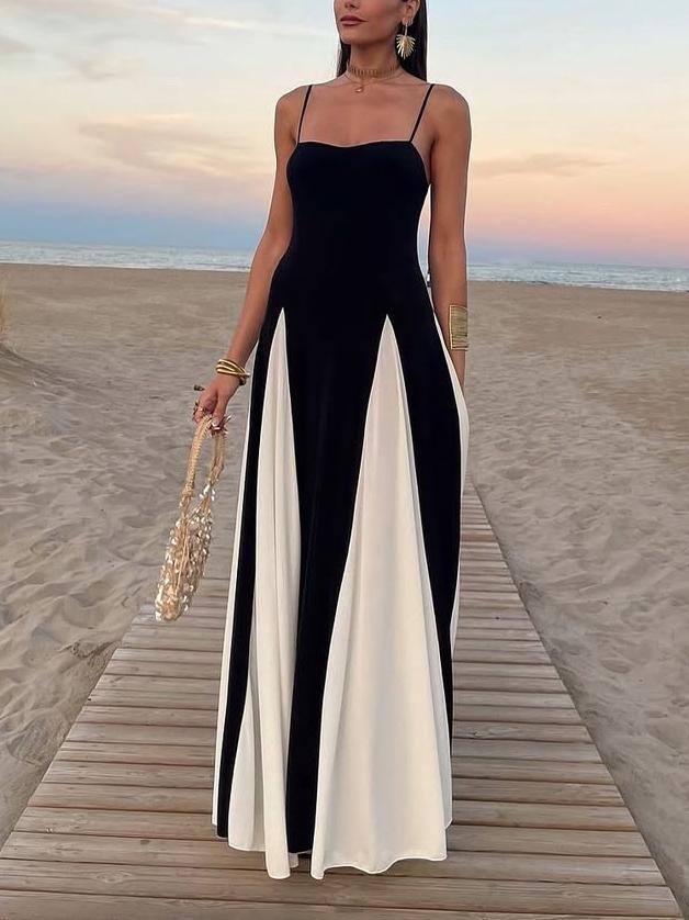 Elegant Black and White Maxi Dress