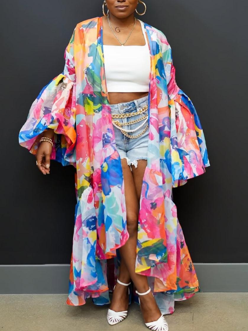 Floral Print Kimono