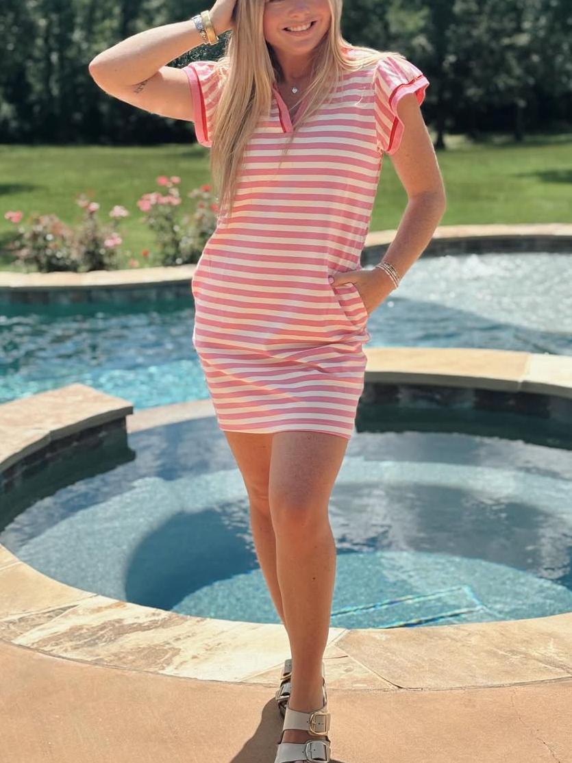 Chic Striped Polo Dress