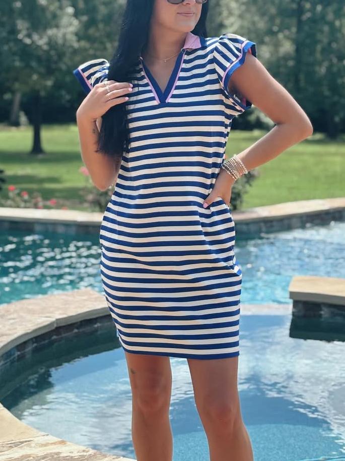 Chic Striped Polo Dress