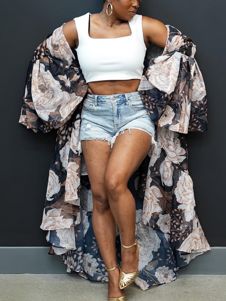 Floral Print Kimono