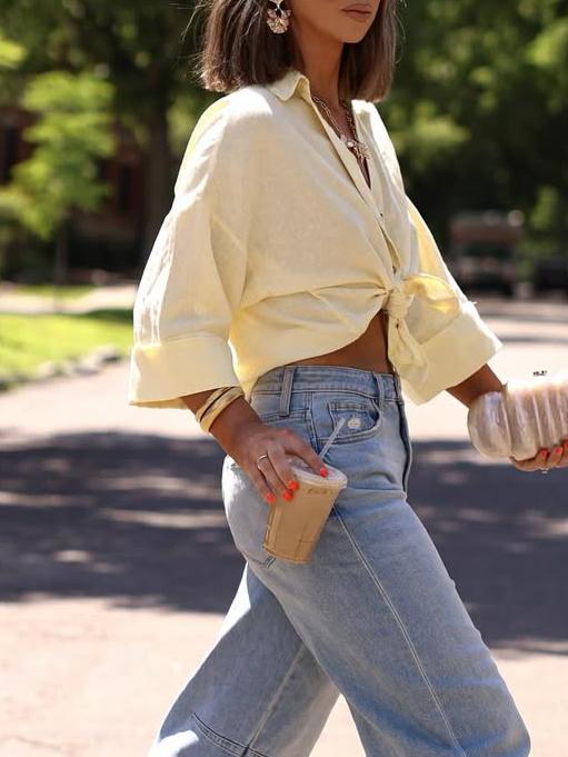 Elegant Beige Linen Blouse