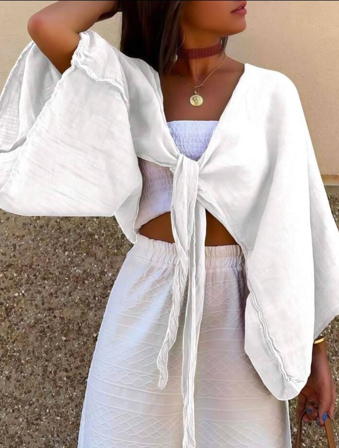 Stylish Black Crop Top with Flared Sleeves
