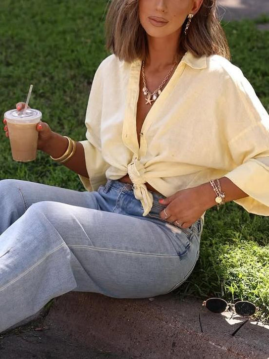 Elegant Beige Linen Blouse
