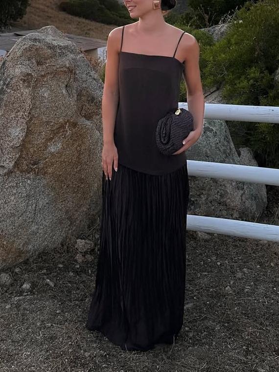 Elegant Brown Sleeveless Maxi Dress