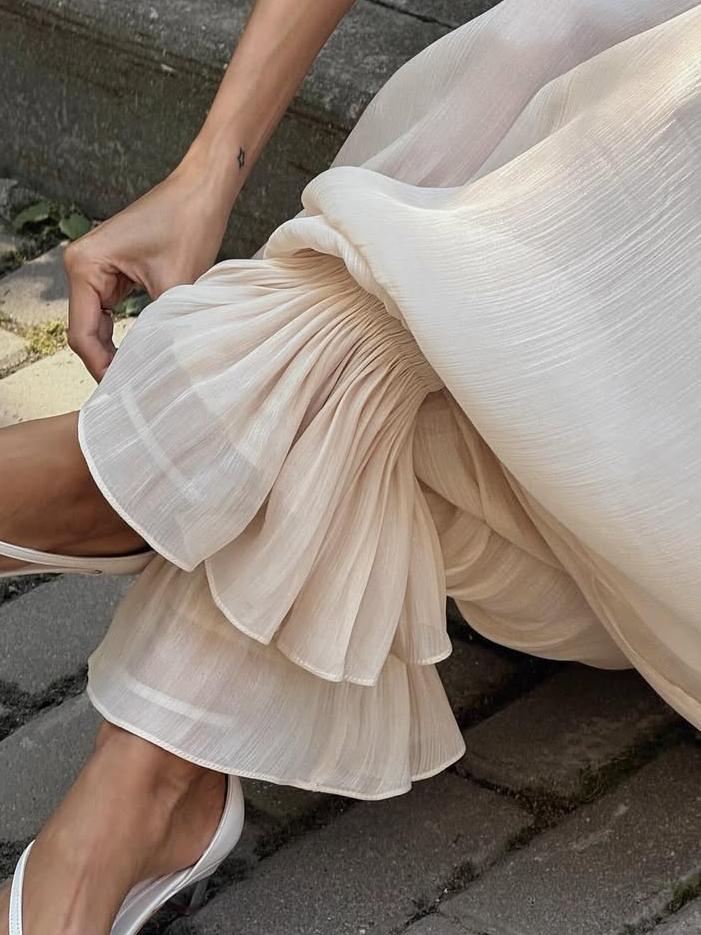 Elegant Pleated Wide - Leg Pants