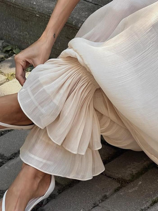 Elegant Pleated Wide - Leg Pants