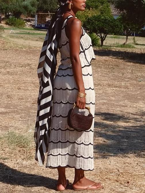 Elegant Knit One - Shoulder Crop Top and Mermaid - Style Skirt Two - Piece Set
