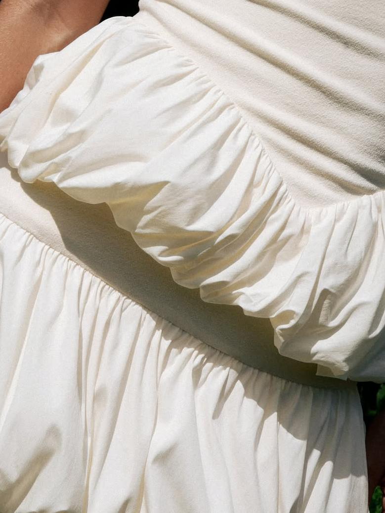 Elegant White Tiered Midi Dress