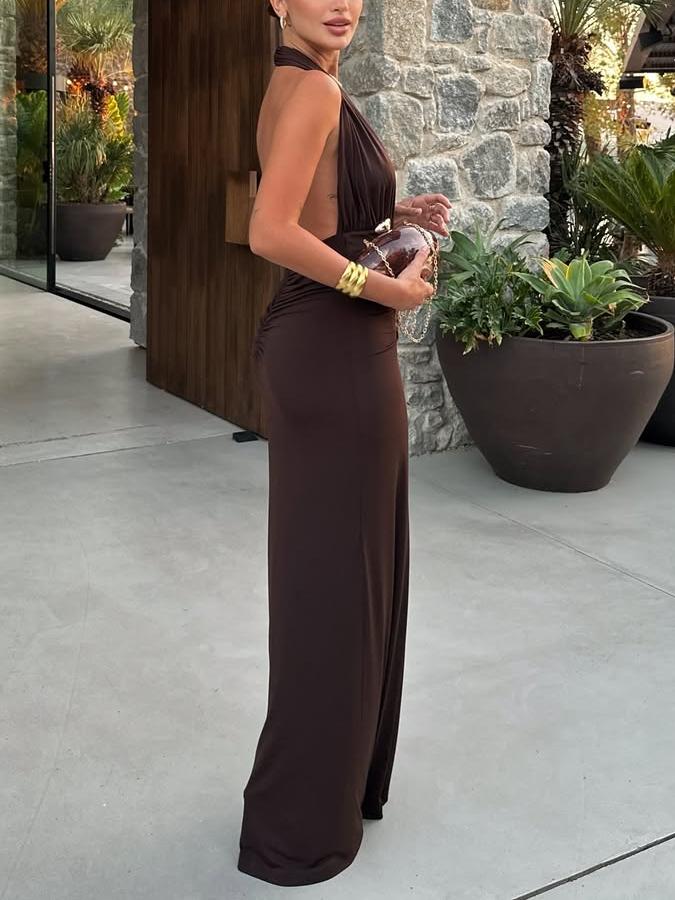 Elegant Halter - Neck Maxi Dress