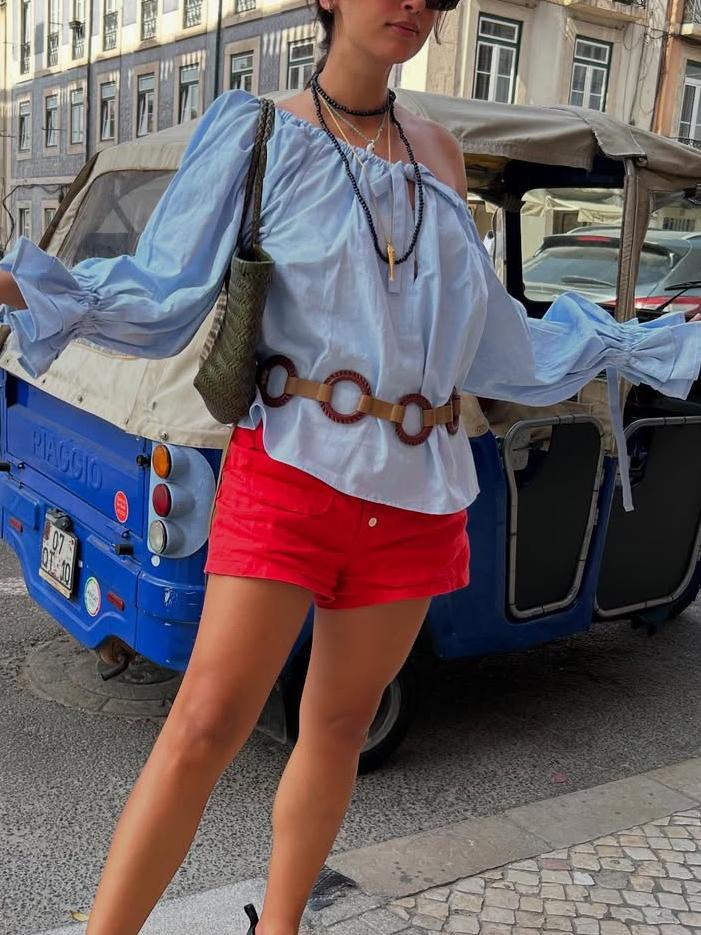 Chic Off - Shoulder Blue Blouse
