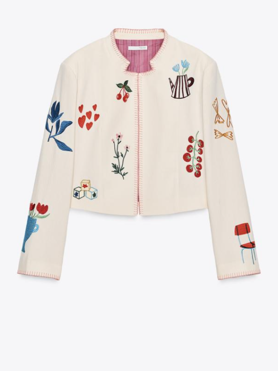 Crewneck Print Jacket