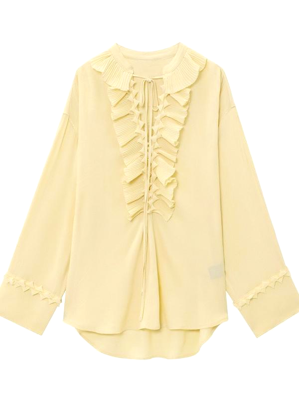 Chic and Elegant Yellow Ruffled Blouse