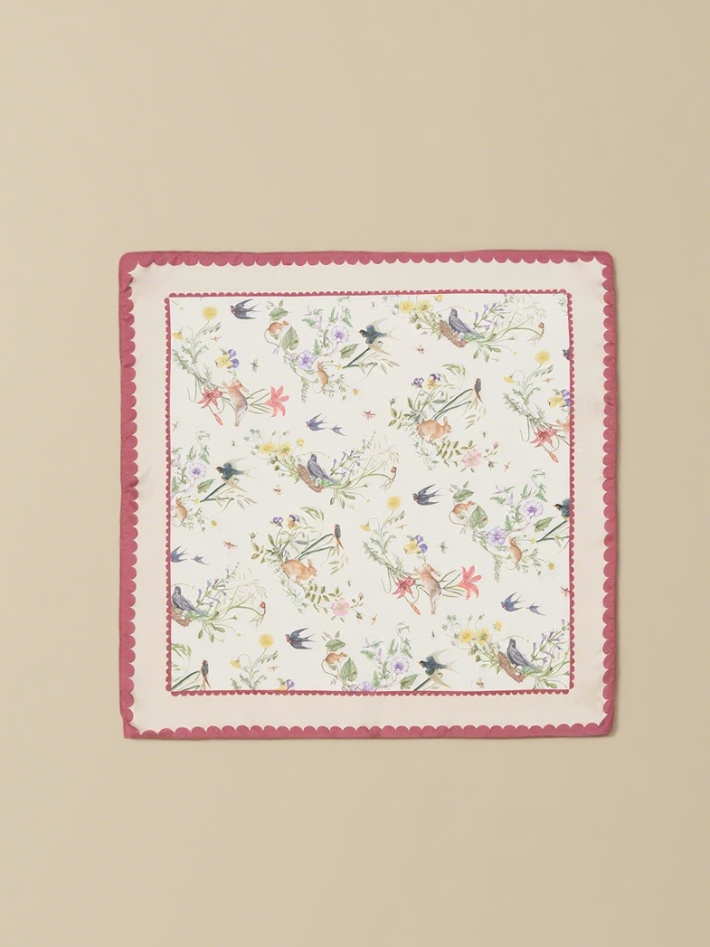Running Bunny Toile Ivory Square Scarf