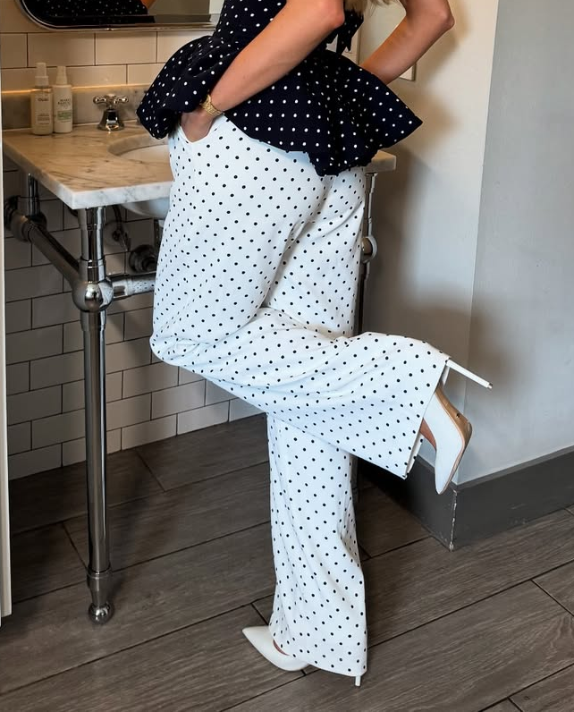 Chic Polka - dot Wide - leg Pants