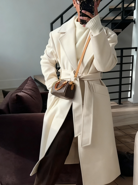 Elegant Belted Wrap Formal Coat