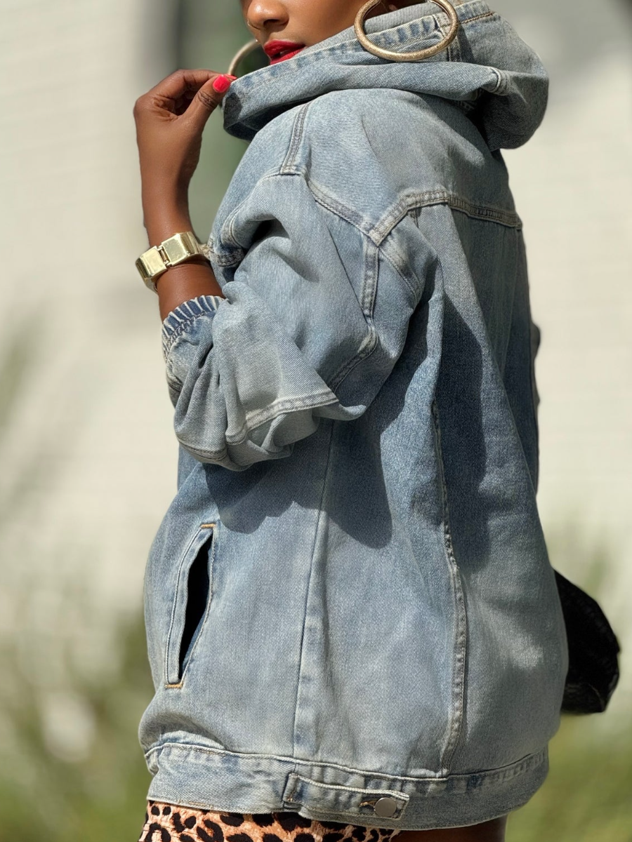 Denim Hooded Sweatshirt