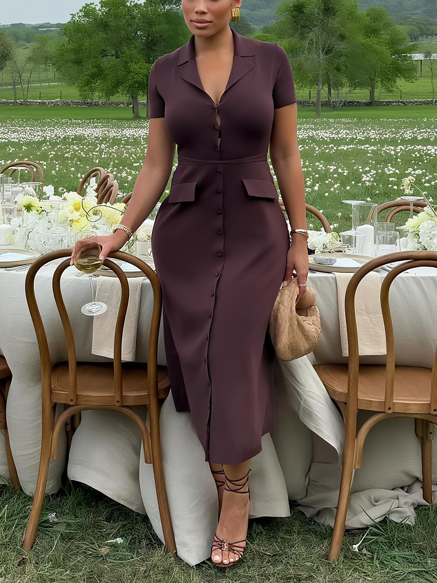 Elegant Burgundy Knit Maxi Dress