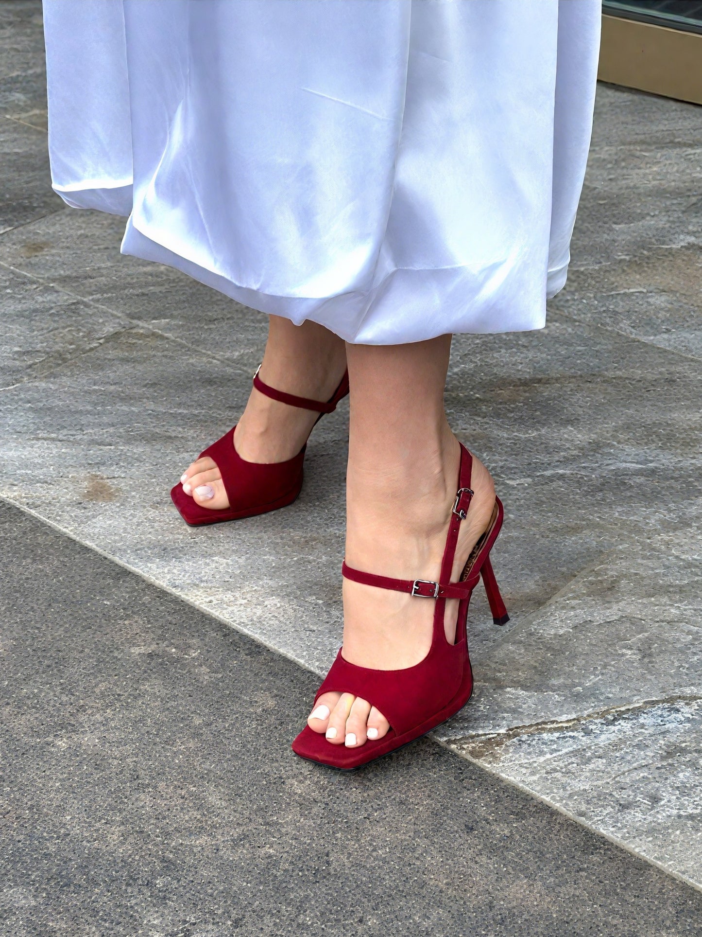 Elegant Burgundy High - Heeled Sandal