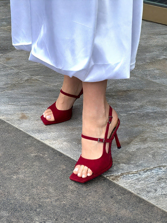 Elegant Burgundy High - Heeled Sandal