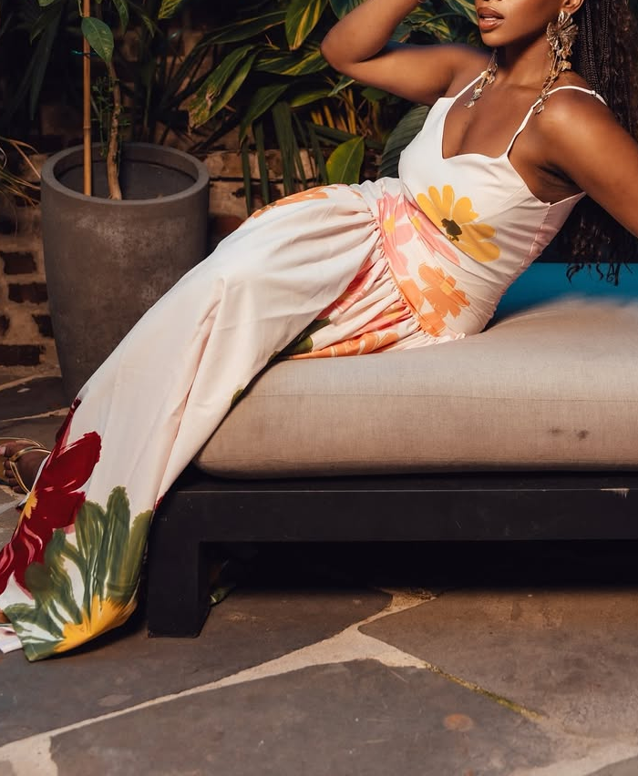 Floral Print Strappy Summer Maxi Dress