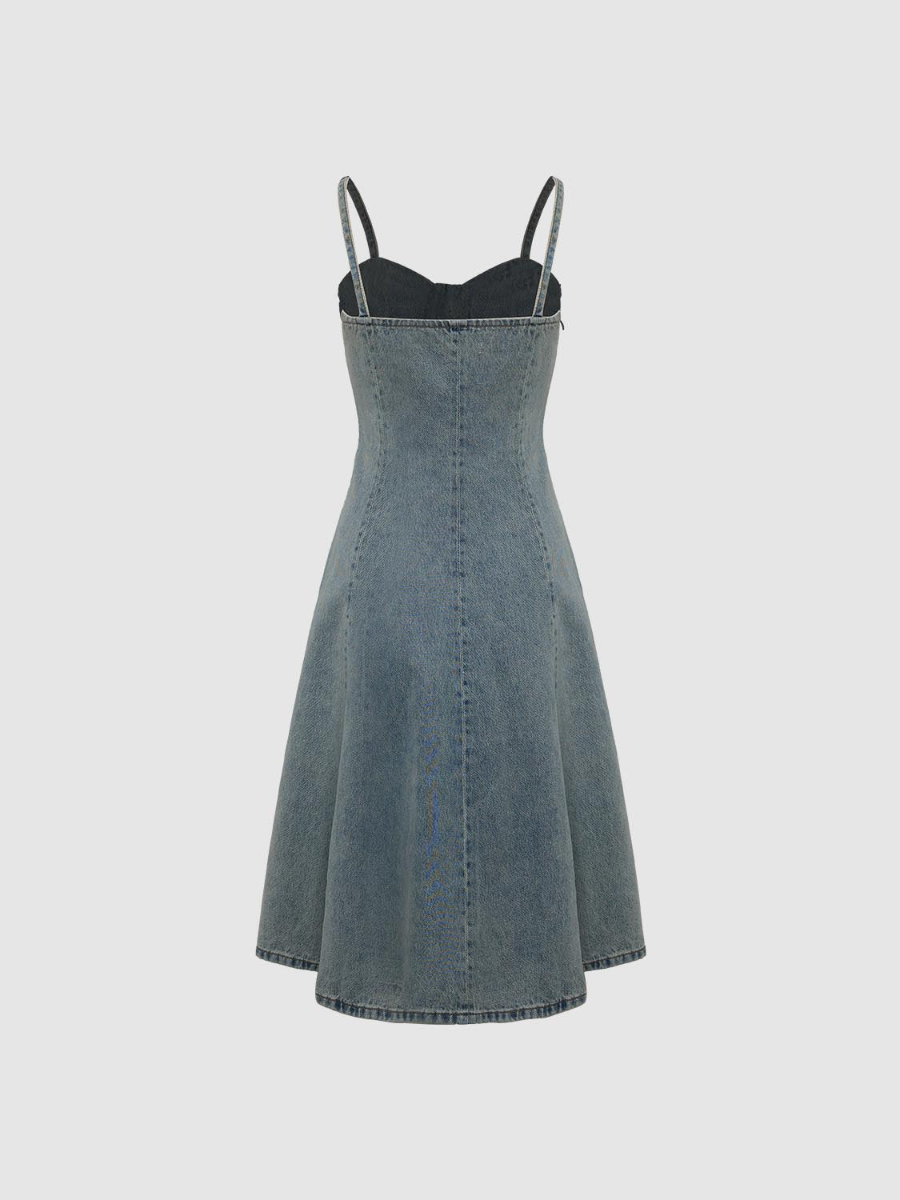 Denim Sling Midi Dress