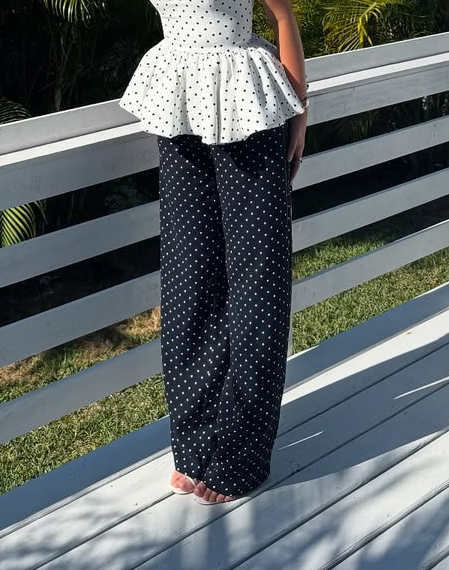 Chic Polka - dot Wide - leg Pants