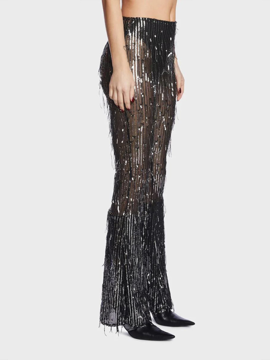 Sequined Fringed Pants