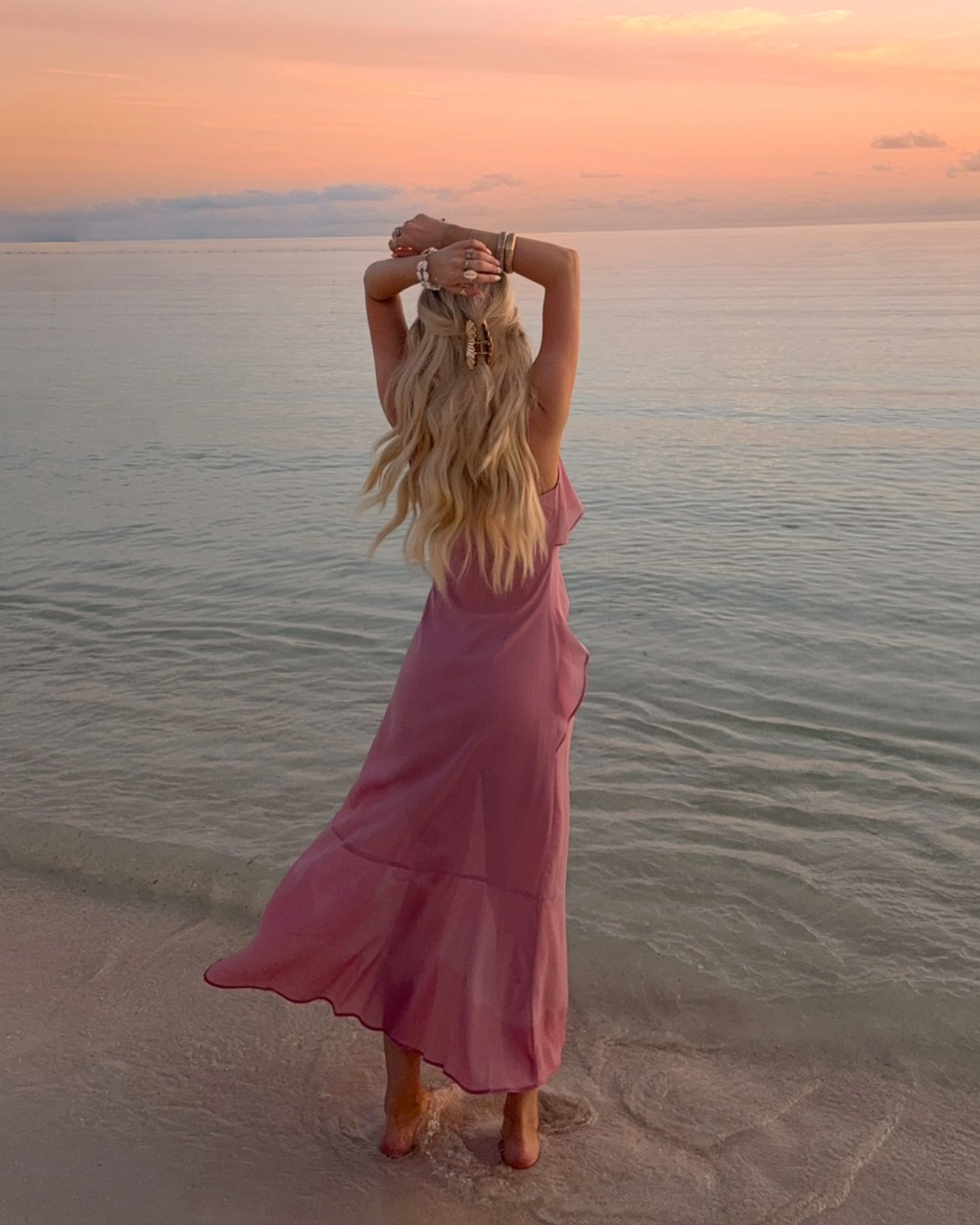 Elegant Pink Spaghetti Strap Maxi Dress