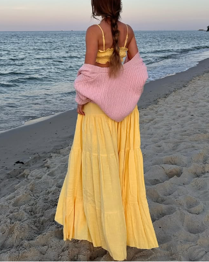 Beach - ready Yellow Two - Piece Dress