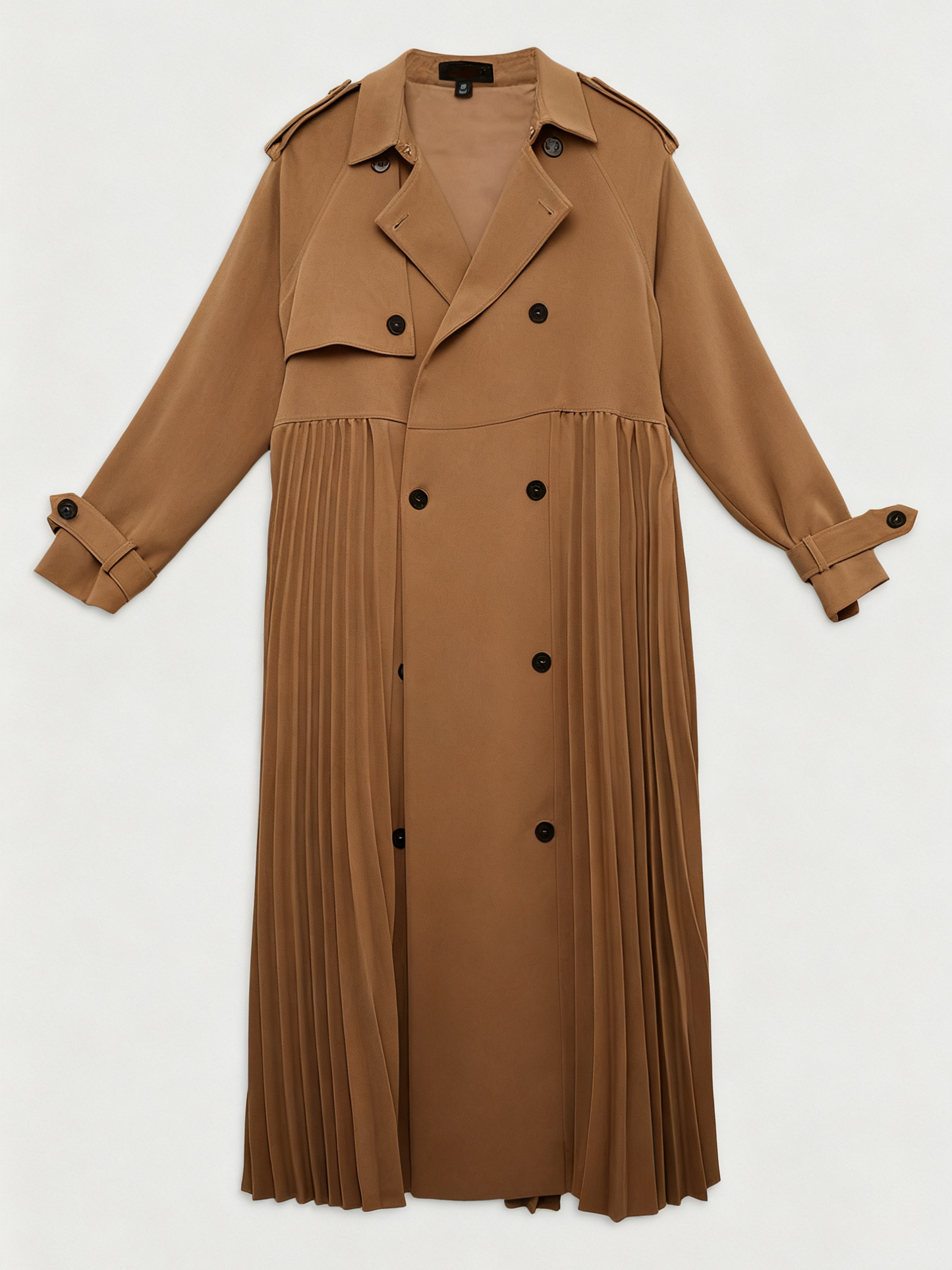 Pleat Detail Belted Trench Coat