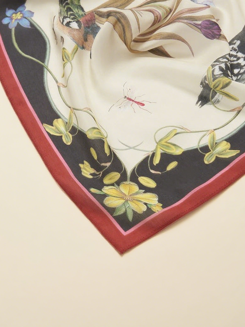Wonderland Scene Ivory Square Scarf