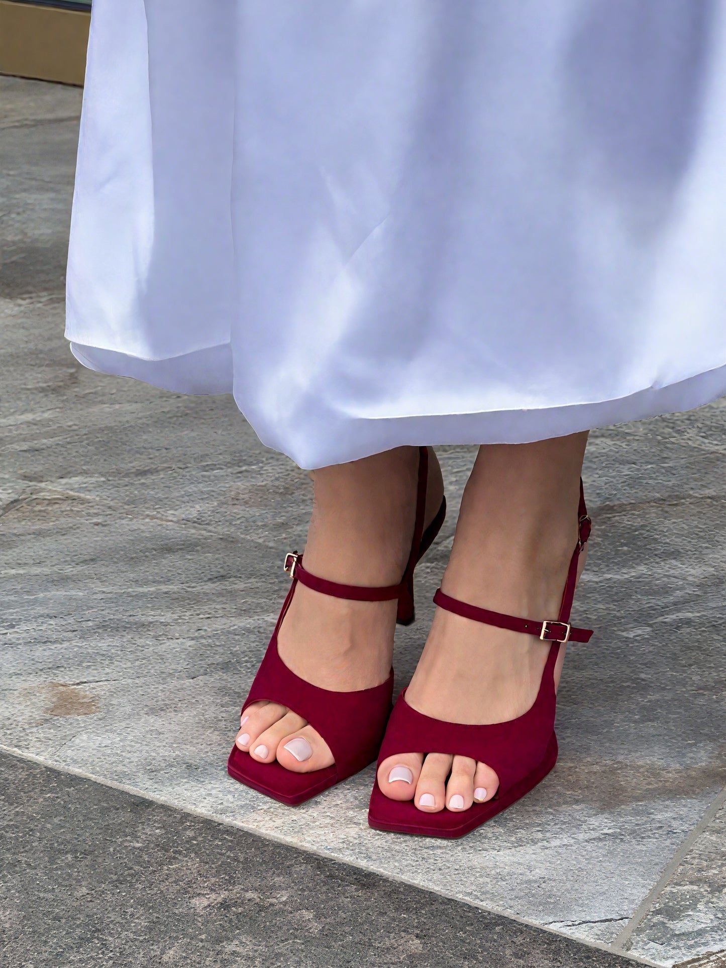 Elegant Burgundy High - Heeled Sandal