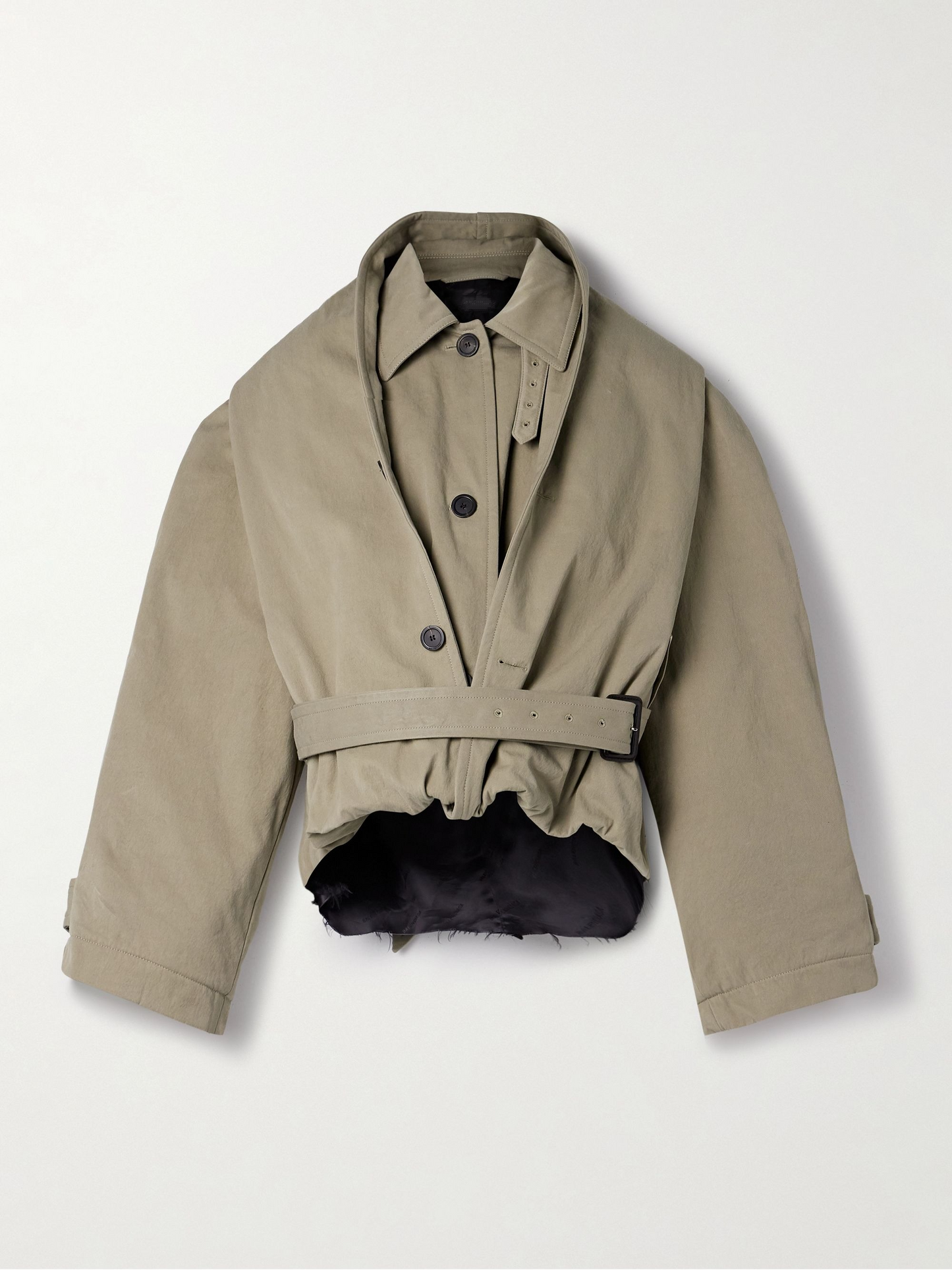Oversized Cropped Cotton-gabardine Trench Coat