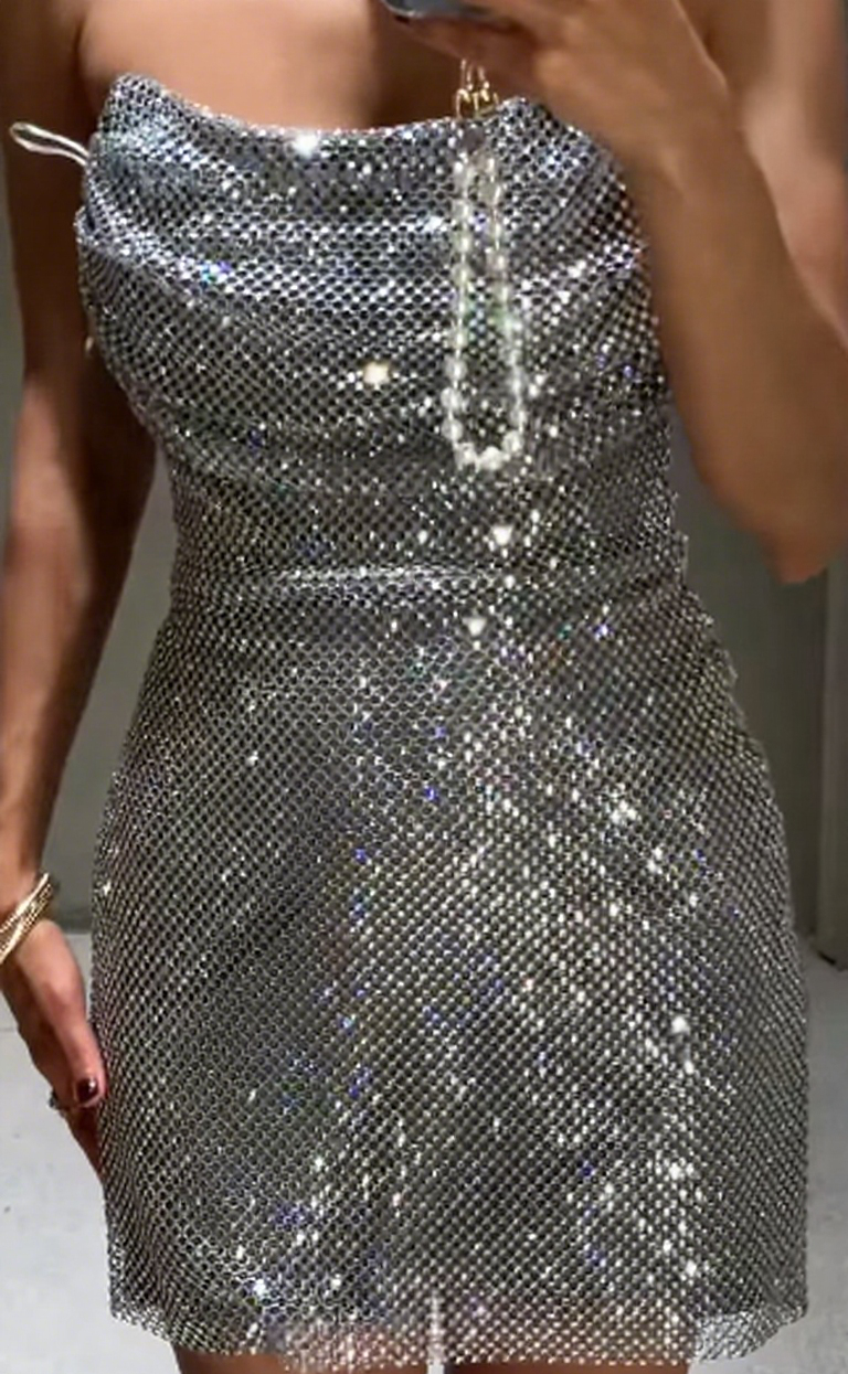 Disco Silver Sequin Mini Dress
