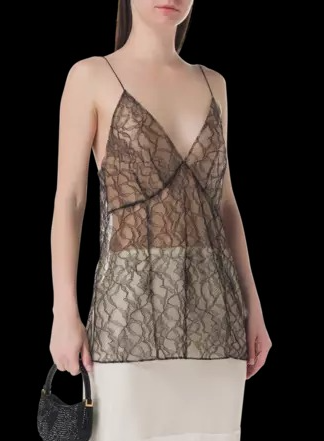Black Sheer Lace Camisole Top