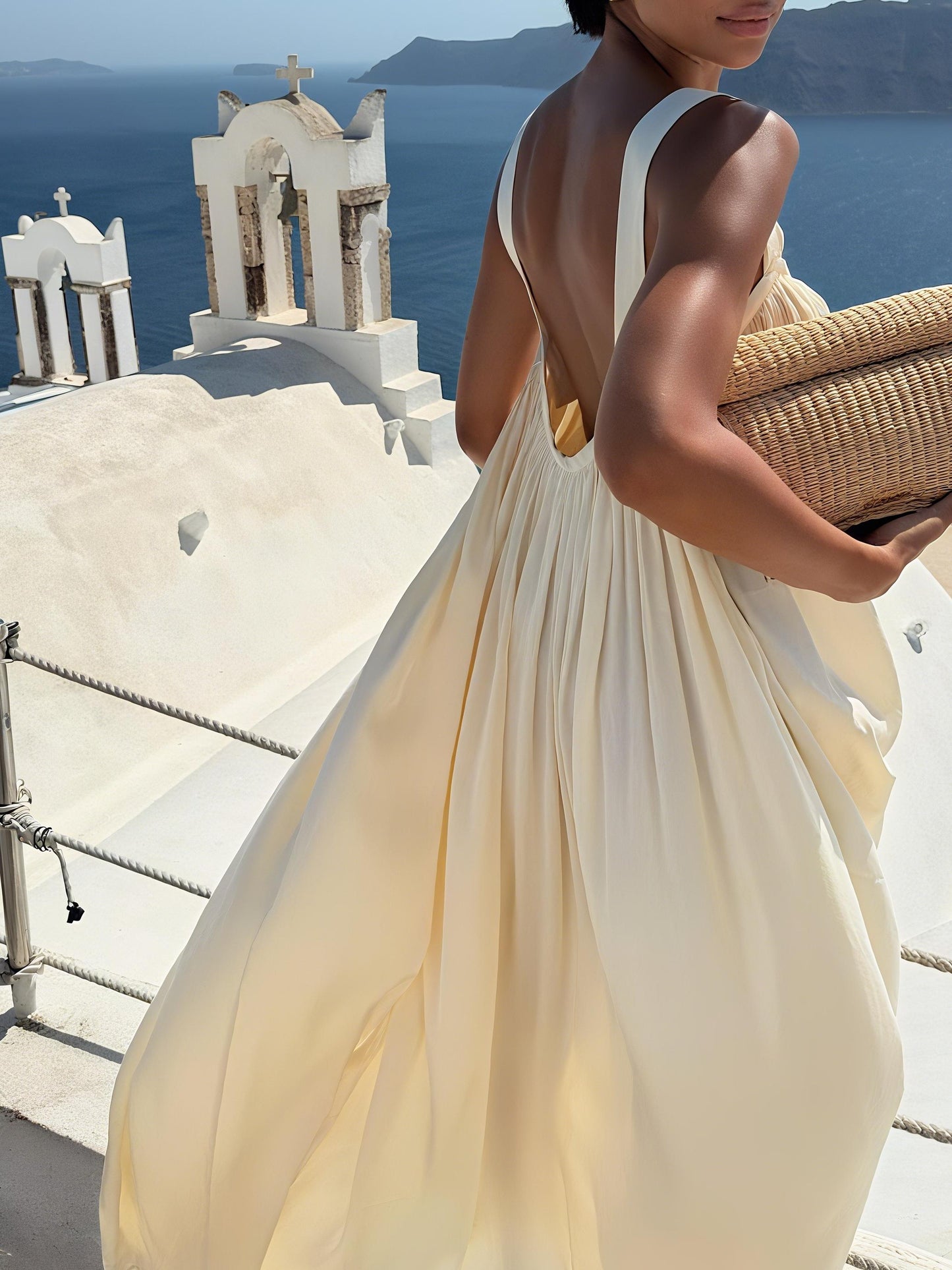 Elegant Sleeveless Open - Back Maxi Dress